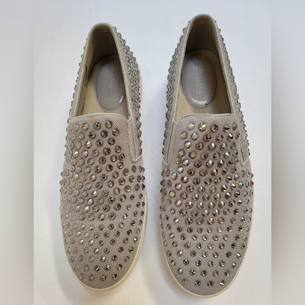 Michael Kors Keaton Silver Studded Sneakers Preloved Size 10